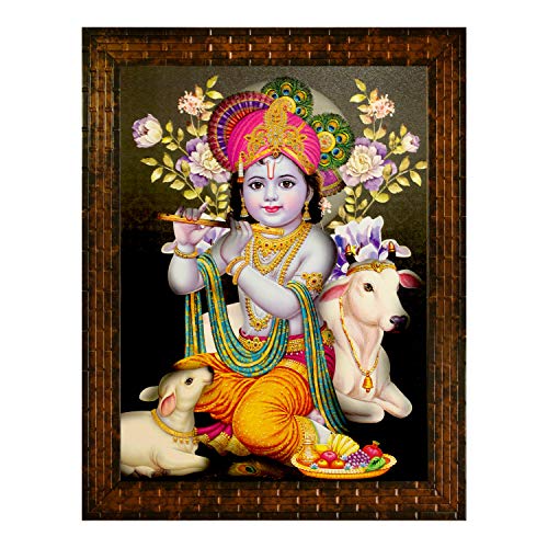 Indianara 3 PC Set of Radha Krishna Paintings (1499) Without Glass (MC5) - Image 3