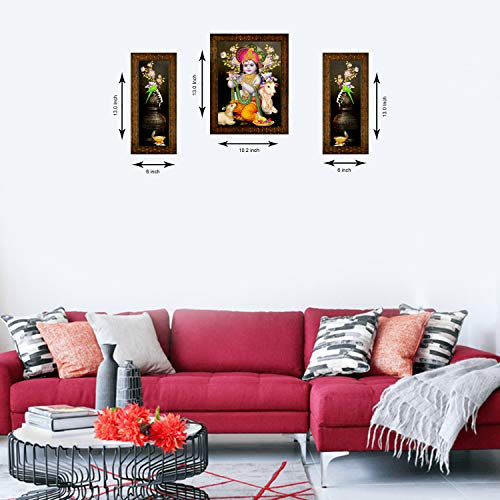 Indianara 3 PC Set of Radha Krishna Paintings (1499) Without Glass (MC5) - Image 5