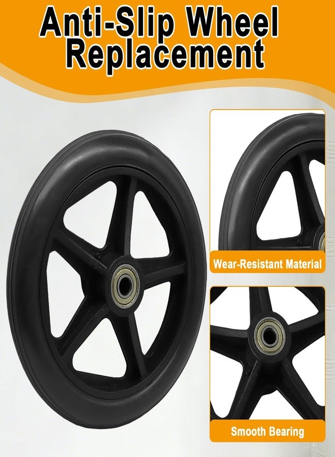 suiwotin 4pcs 6 Inch Solid Replacement Wheels - Anti-Slip Caster Roller, Compatible with Front of Wheelchairs, Walkers & Rollators, Includes Axles (Black) - Image 3