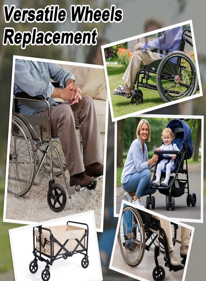 suiwotin 4pcs 6 Inch Solid Replacement Wheels - Anti-Slip Caster Roller, Compatible with Front of Wheelchairs, Walkers & Rollators, Includes Axles (Black) - Image 5