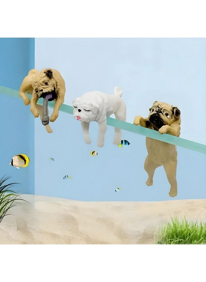 VAYINATO 3 Pcs Cute Tiny Hanging Dog On Fish Tank, Flower Pot Climber Mini Dog Statue, Desktop Hanging Ornament Decoration (Random Color) By Petzlifeworld - Image 1