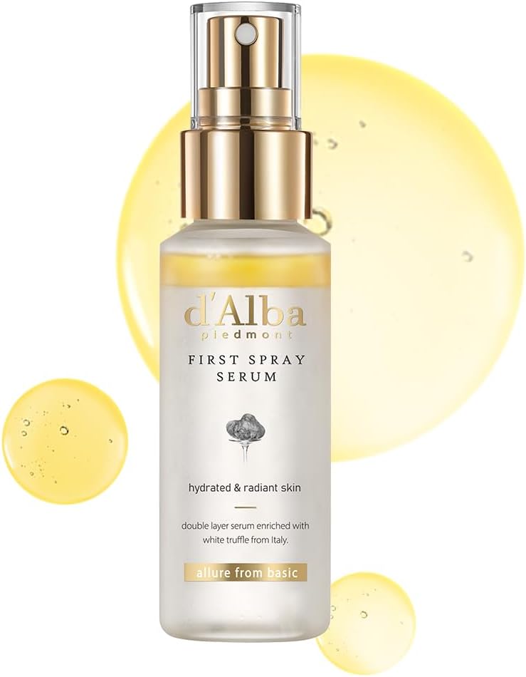 d'Alba Italian White Truffle First Spray Serum, Hydrating Face Moisturizer, Glow Serum for Radiant Skin, Non Comedogenic, All In One Mist, Vegan & Desert-Adapted 50ml