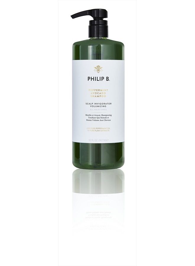 PHILIP B . Peppermint Avocado Shampoo 32 oz - Volumizing & Clarifying Shampoo for Dry to Oily Hair and Scalp, Non-Stripping - Image 1