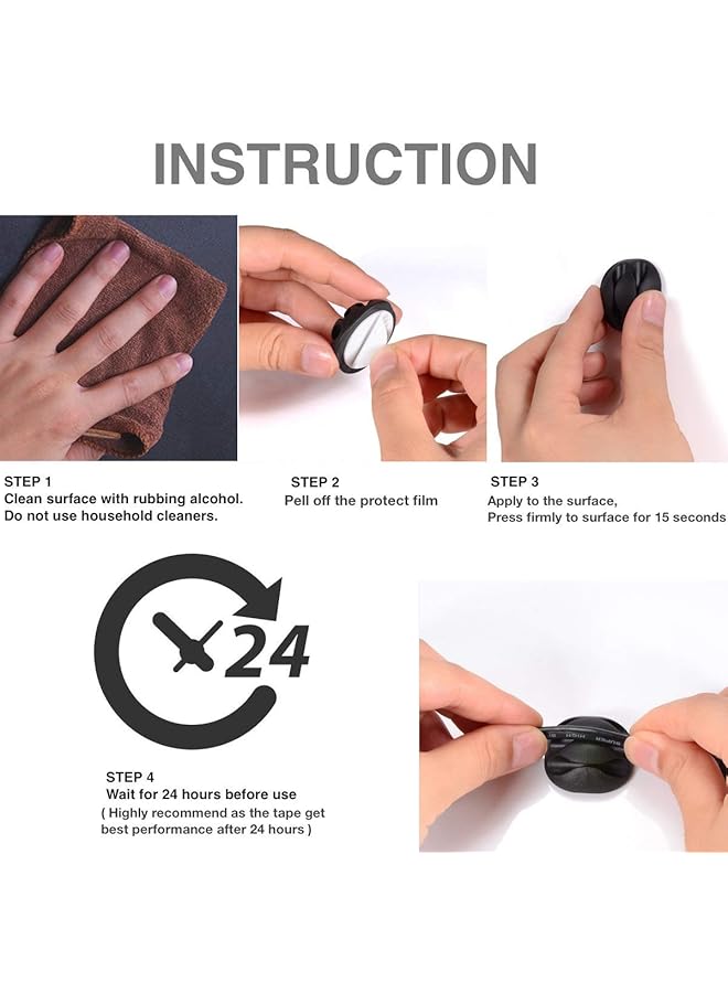 إيروريكس مجموعة من 16 مشبك كابلات أبيض لاصق ذاتي لتنظيم الأسلاك وإدارة الكابلات للمكتب بطول 12 سم - Image 5