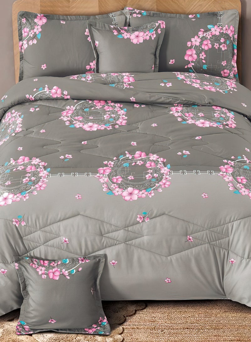 Ming Li 6Piece King Size 220x240Cm Comforter Set Medium Filling Bedding Set for All Season Includes 1Comforter 1Bedsheet 2Pillow Shams and 2Cushion cases - Image 4