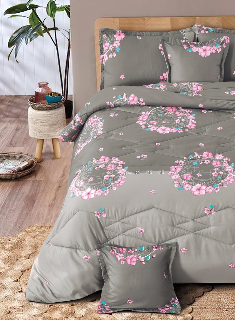 Ming Li 6Piece King Size 220x240Cm Comforter Set Medium Filling Bedding Set for All Season Includes 1Comforter 1Bedsheet 2Pillow Shams and 2Cushion cases - Image 2