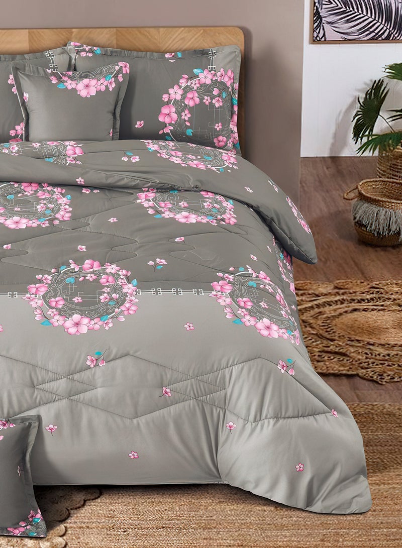 Ming Li 6Piece King Size 220x240Cm Comforter Set Medium Filling Bedding Set for All Season Includes 1Comforter 1Bedsheet 2Pillow Shams and 2Cushion cases - Image 3