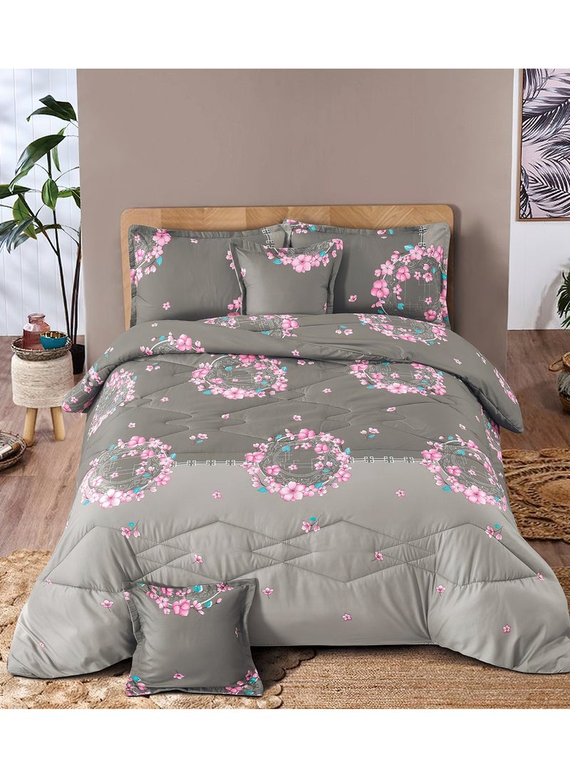 Ming Li 6Piece King Size 220x240Cm Comforter Set Medium Filling Bedding Set for All Season Includes 1Comforter 1Bedsheet 2Pillow Shams and 2Cushion cases - Image 1