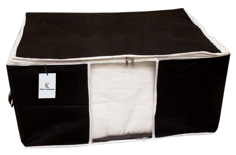 Kuber Industries 12 Piece Non Woven Underbed Storage BagStorage OrganiserBlanket Cover with Transparent WindowExtra Large Black CTKTC034431 - Image 4