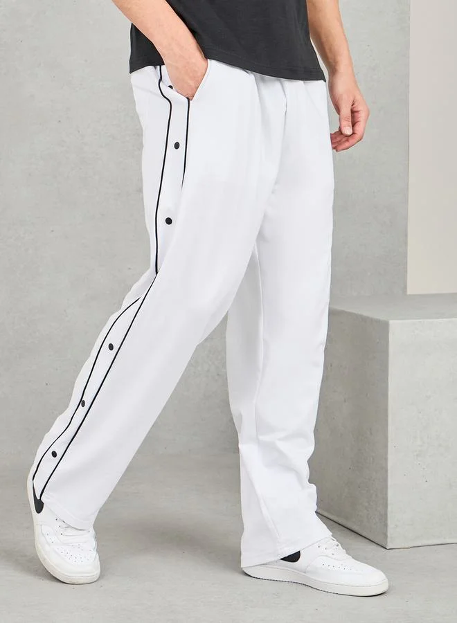 Styli Contrast Piping and Popper Oversized Open Hem Jogger