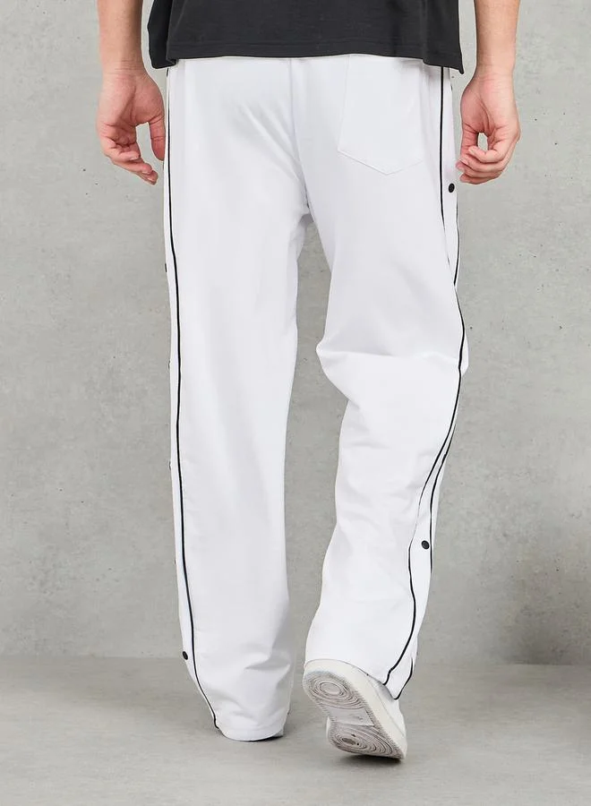 Styli Contrast Piping and Popper Oversized Open Hem Jogger