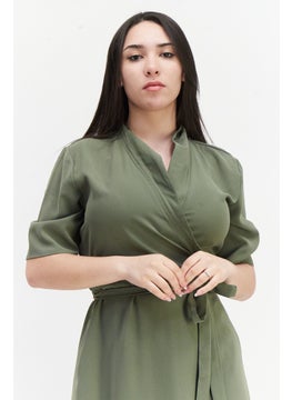 French Connection Women Plain Midi Dress, Olive  - Image 4