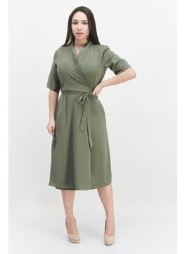 French Connection Women Plain Midi Dress, Olive  - Image 1