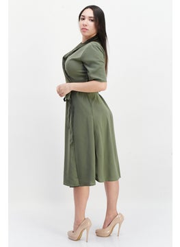 French Connection Women Plain Midi Dress, Olive  - Image 3