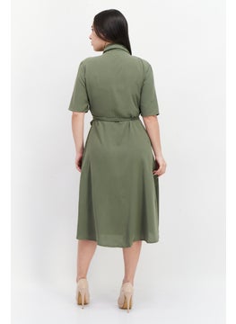 French Connection Women Plain Midi Dress, Olive  - Image 2