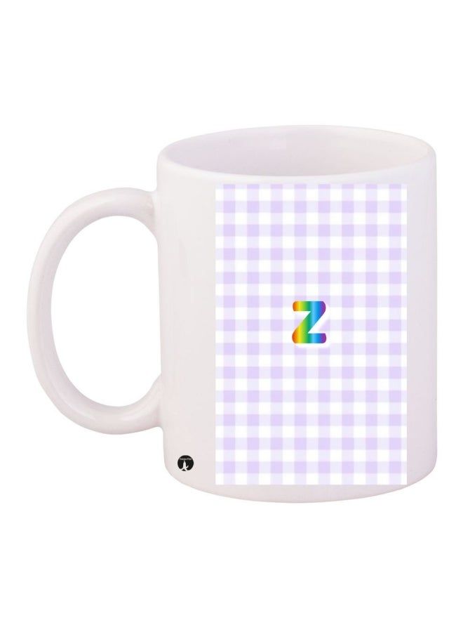 RKN Printed Ceramic Coffee Mug White/Purple - Image 1