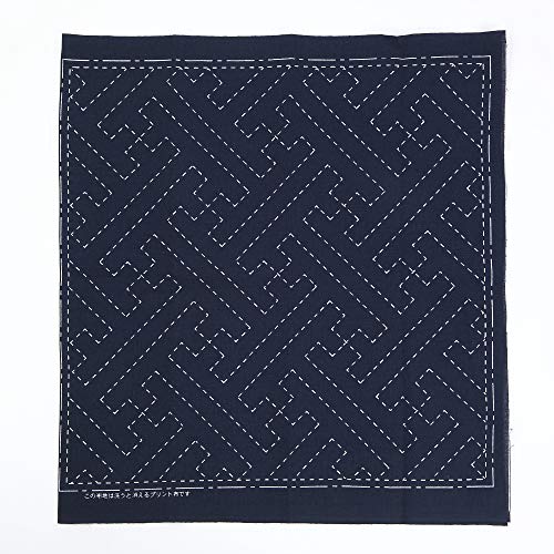 Daruma Sashiko kit, Yokota Sashiko Thread and Template Yume Fukin with Original English Manual, Fabric, Japanese Textile (White Thread/Navy Dishcloth 3) - Image 4