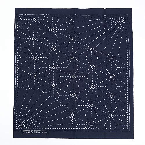 Daruma Sashiko kit, Yokota Sashiko Thread and Template Yume Fukin with Original English Manual, Fabric, Japanese Textile (White Thread/Navy Dishcloth 3) - Image 2