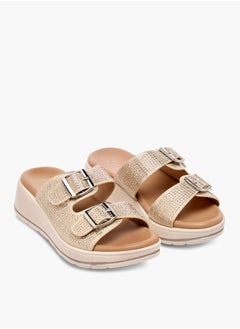 Girls Studded Slip-On Sandals with Buckle Detail