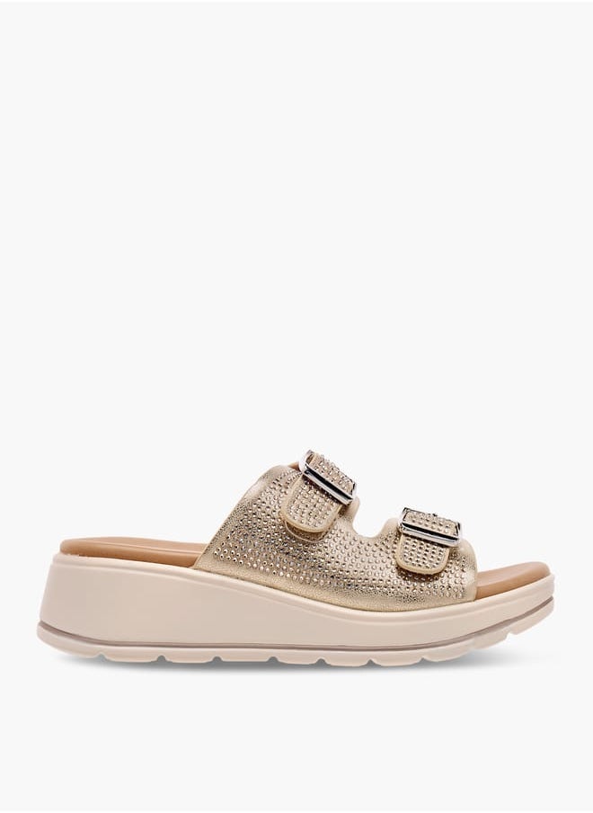 Le Confort - Girls Studded Slip-On Sandals with Buckle Detail - Image 1