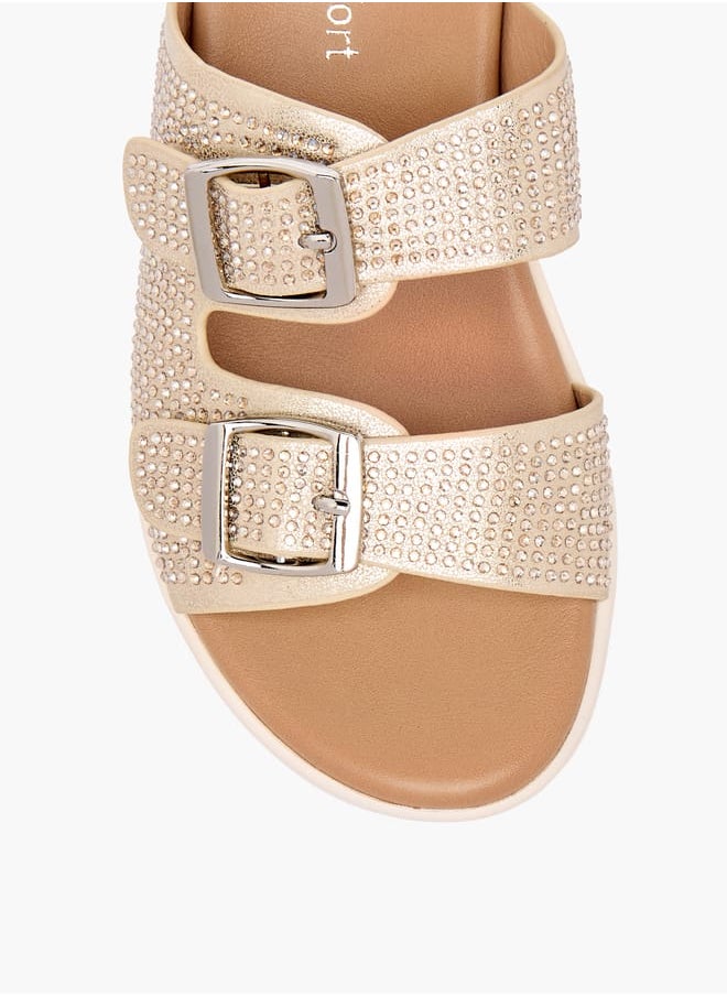 Le Confort - Girls Studded Slip-On Sandals with Buckle Detail - Image 1
