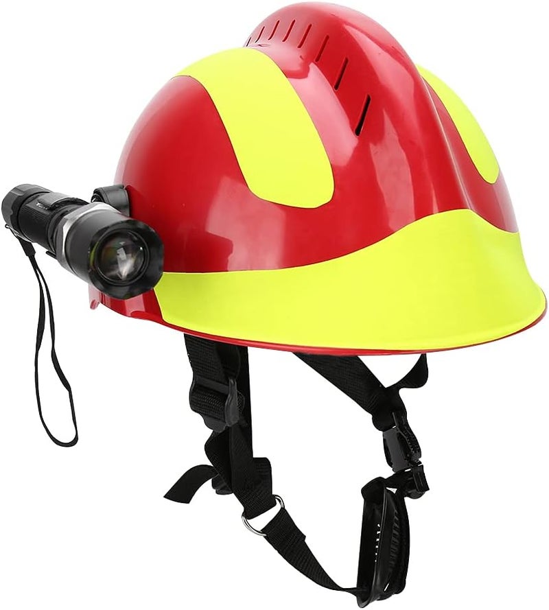klarako Hard Hat, Professional Rescue Safety Helmets, Anti-Impact Fire Fighter Protection Hard Hat with Headlamp and Goggles (Red) - Image 1