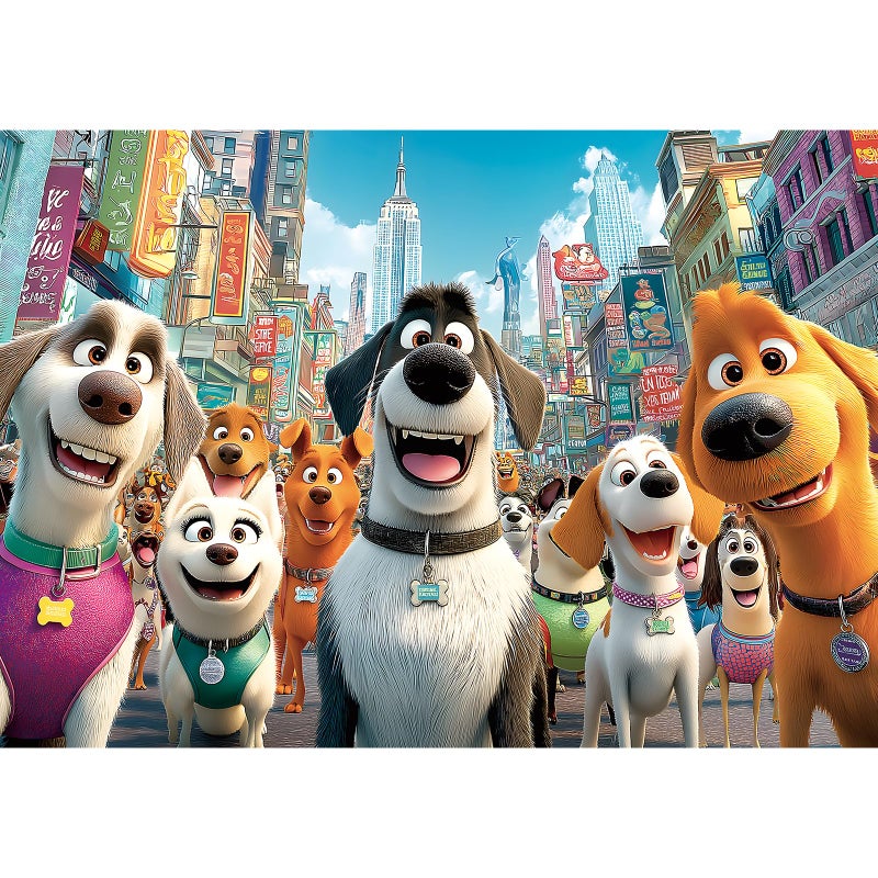 Blueforest 1000 Piece Jigsaw Puzzle for Adults Cute Cartoon Dogs in City Theme Challenging Fun Adult Puzzles for Stress Relief Home Decor 275x197 Inch - Image 3