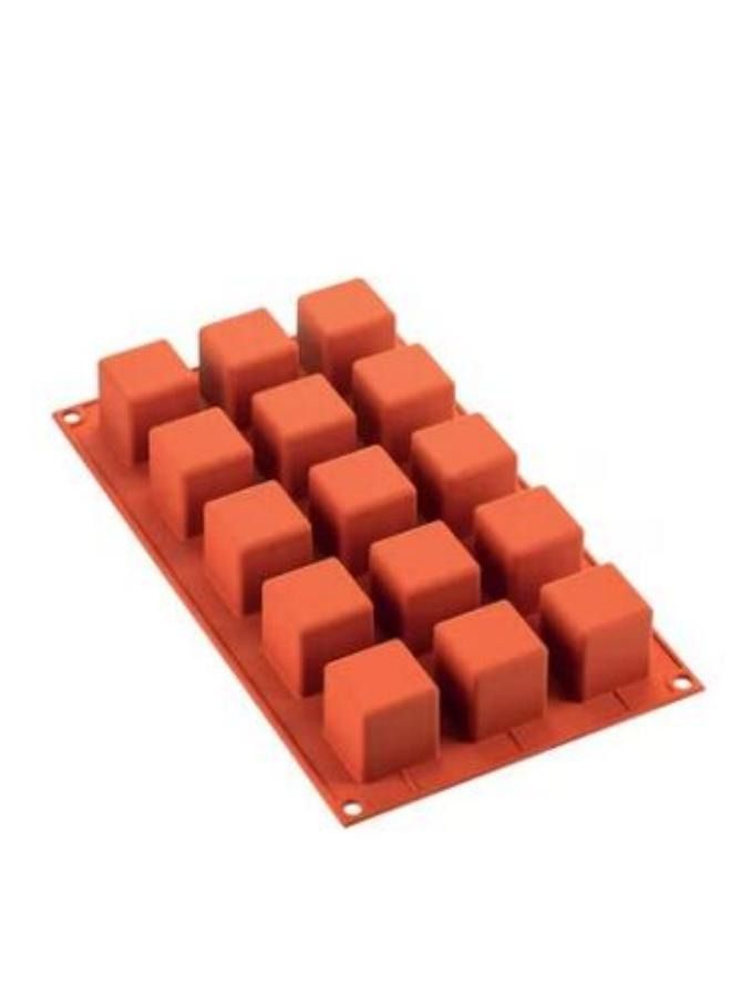 15-Cavity Classic Mini Cube Mould Rouge Brique 630ml - Image 1
