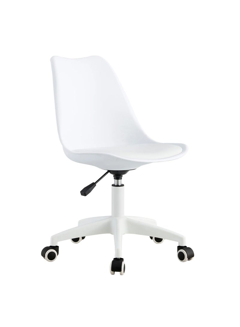 Taimi Modern Home Desk Chair, Office Chair, Adjustable 360 Â°Swivel Chair Plastic Armless Swivel Computer Chair With Wheels and Padded Seat for Living Room, Bed Room Office Hotel Dining Room White - Image 5