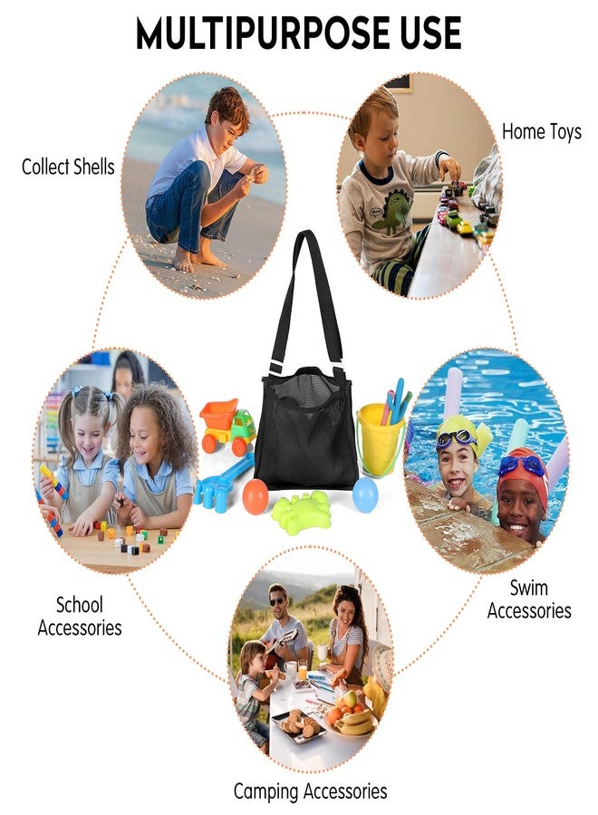 VOROLO Mesh Beach Bag for Holding Toys,Sand Towels Tote for Kids Seashell Collecting,Swimming Accessories for Boys and Girls - Image 3