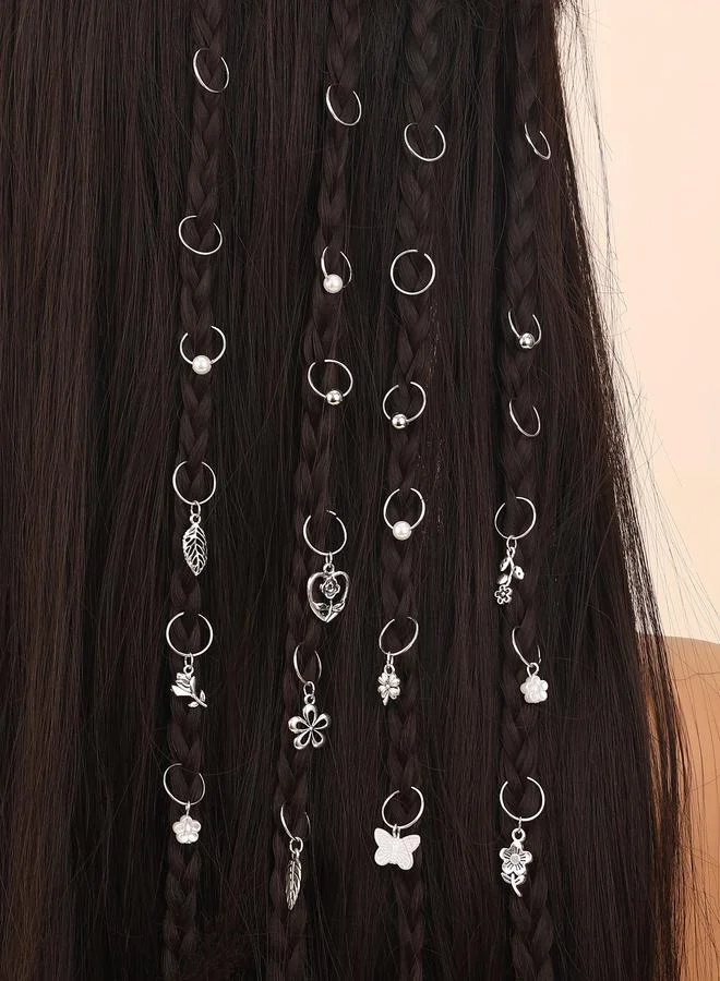 تايك تو Set of 24 - Silver-Tone Metal Hair Ring