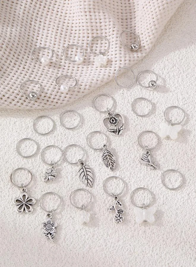Take Two  Set of 24 - Silver-Tone Metal Hair Ring for Women | Best Price UAE