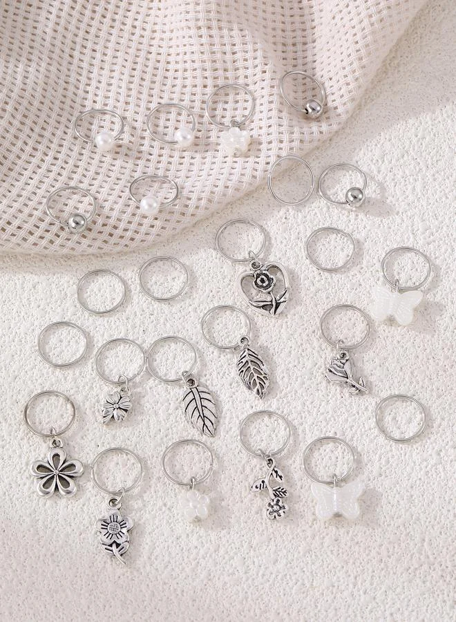 Take Two  Set of 24 - Silver-Tone Metal Hair Ring for Women | Best Price UAE