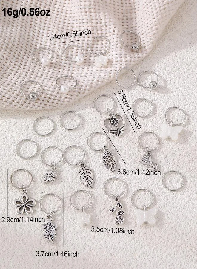 Take Two  Set of 24 - Silver-Tone Metal Hair Ring for Women | Best Price UAE