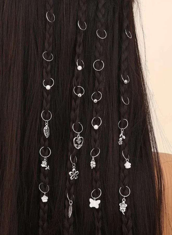 Take Two  Set of 24 - Silver-Tone Metal Hair Ring for Women | Best Price UAE
