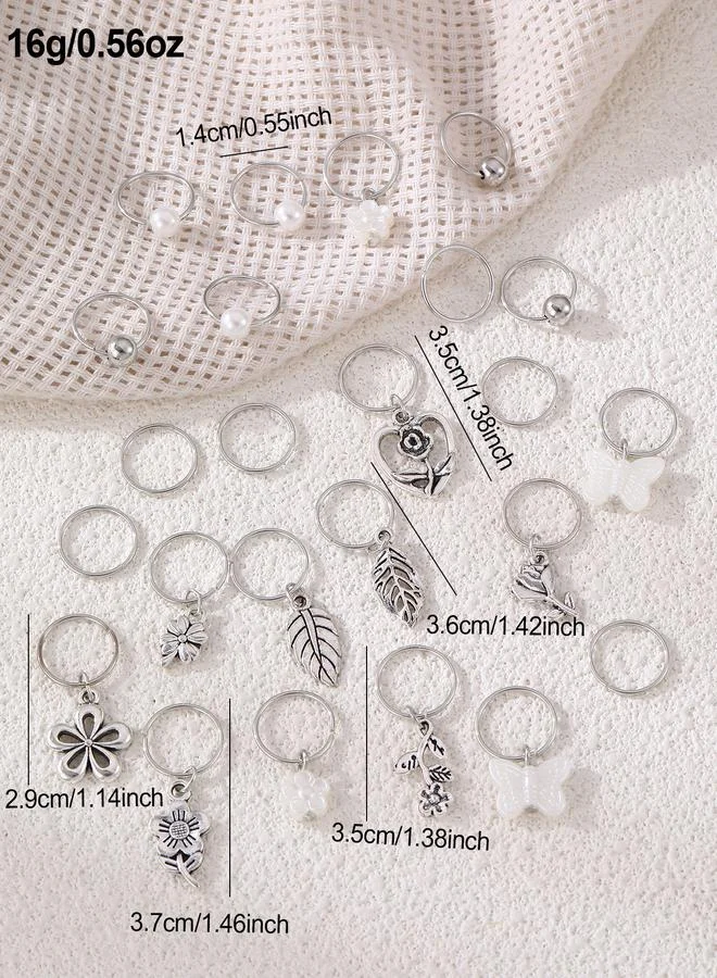 Take Two  Set of 24 - Silver-Tone Metal Hair Ring for Women | Best Price UAE