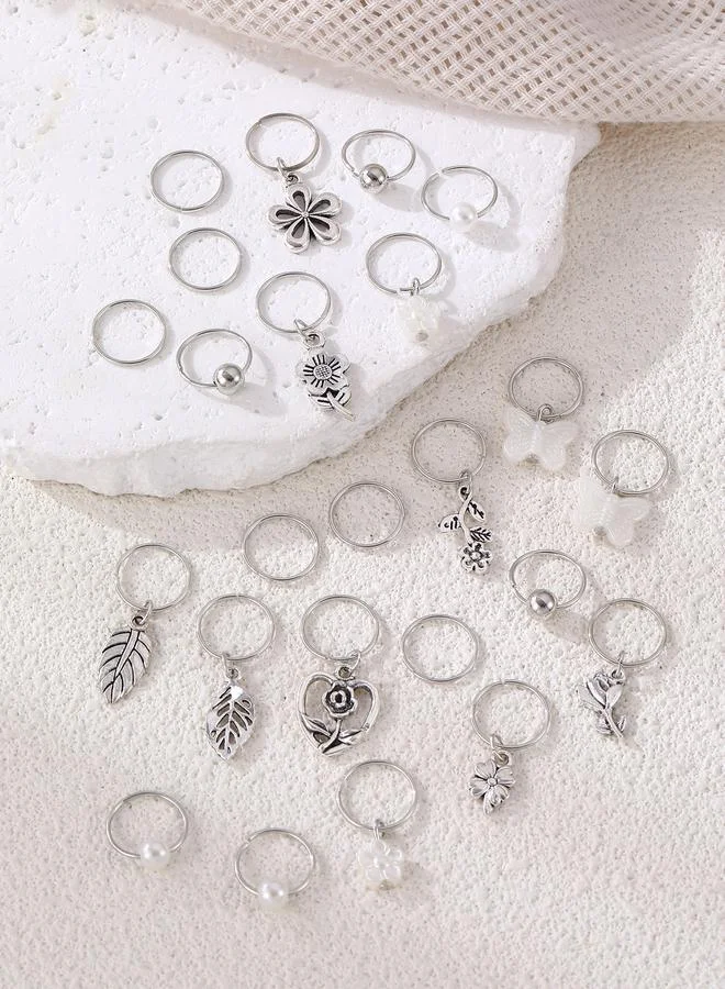 تايك تو Set of 24 - Silver-Tone Metal Hair Ring