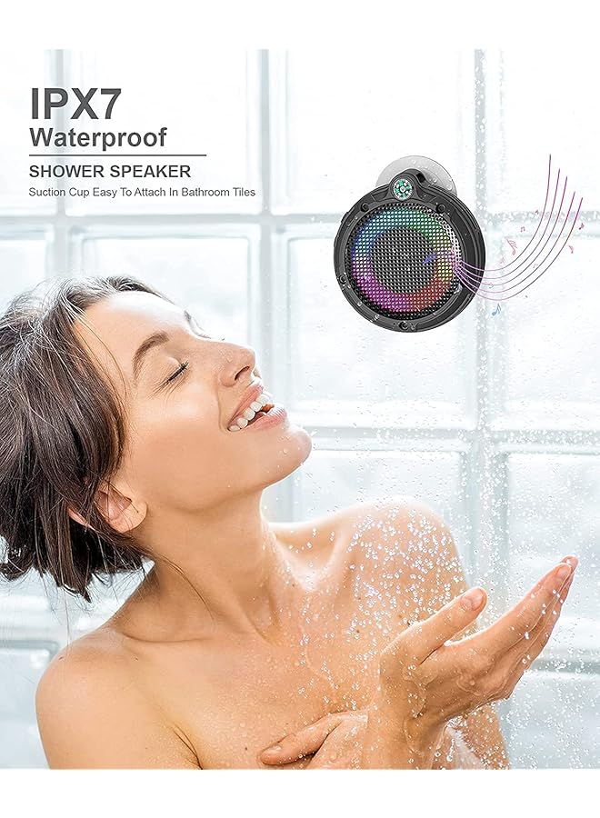 erorex Portable Bluetooth Speaker Ipx7 Waterproof Outdoor Wireless Speaker Mini Speaker With Led Lights And 8W And 24H Playtime Perfect For Shower Bike Hike Support Tf Card Fm Radio  - Image 2