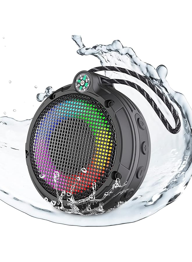 erorex Portable Bluetooth Speaker Ipx7 Waterproof Outdoor Wireless Speaker Mini Speaker With Led Lights And 8W And 24H Playtime Perfect For Shower Bike Hike Support Tf Card Fm Radio  - Image 1