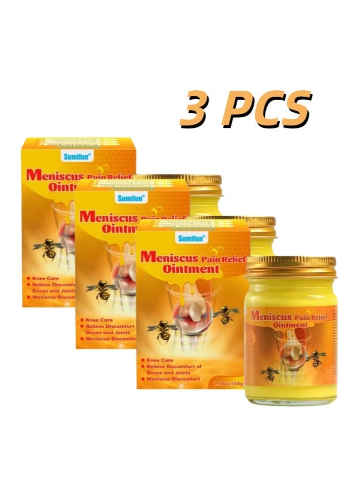 Sumifun 3*50g Meniscus Pain Relief Ointment Bee Venom Ointment for Relieve Sore Joints,Muscles and Joints，Relieve Pain Relieve Pain in Neck， Shoulders，Back， Hips，Knees and Feet Muscle Pain Relief Cream - Image 1