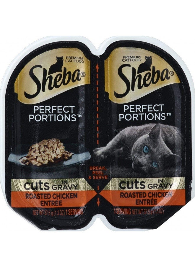 Sheba Wet Food Sheba Perfect Portions Wet Cat Food Cuts In Gravy Roasted Chicken Entree, (1) 2.6 Oz. Twin Pack Tray, 2.6 Oz