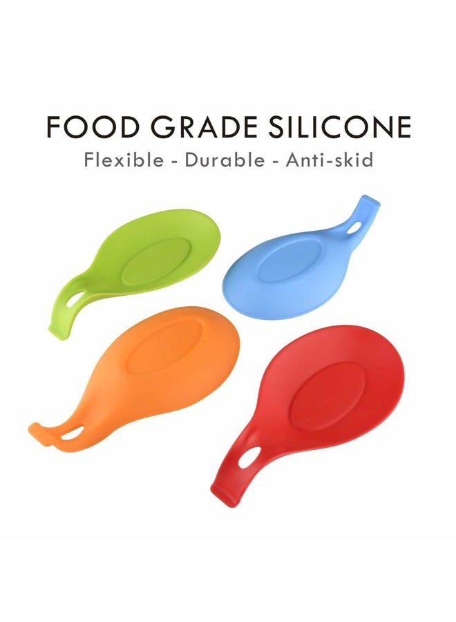 iNeibo Kitchen Silicone Spoon Rest, Set of 4, (Colorful,Big Size) - Image 2