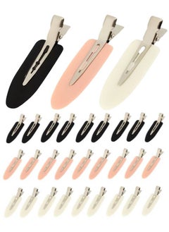 Lesha 30 Pcs No Bend Hair Clips No Crease Makeup Hair Clip Duckbill Clips No Dent Creaseless Flat Clip Alligator Hair Barrettes for Salon Hairstyle Women Girls Makeup Accessories(Black, Pink, White)  - Image 1