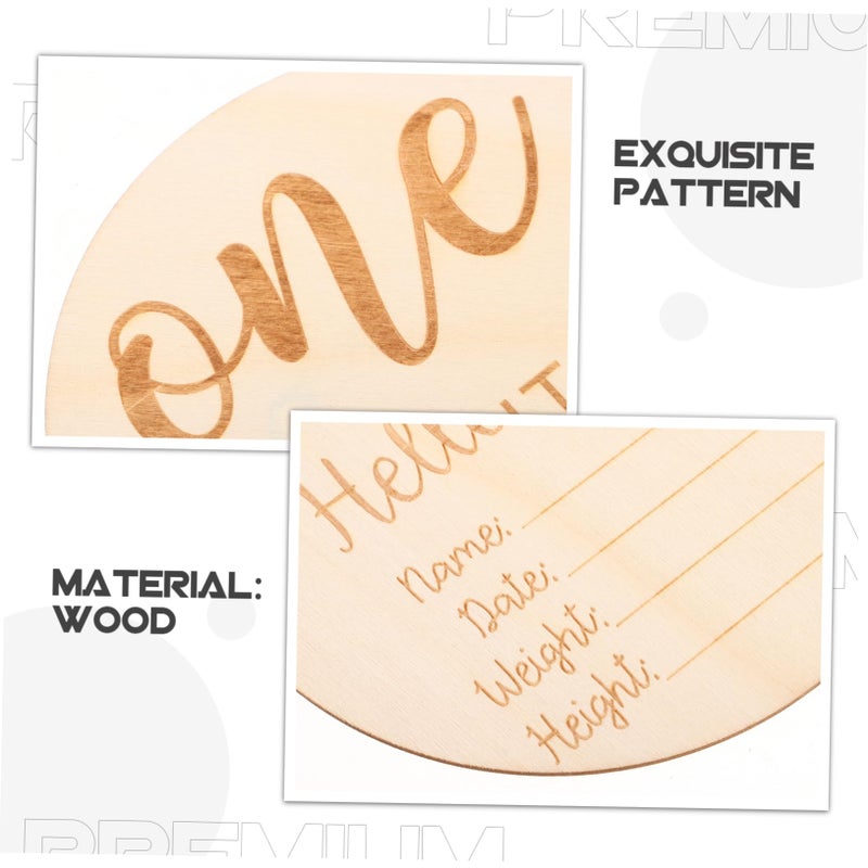 Wooden Milestone Cards 12pcs Newborn Photography Props Growth Announcement Signs - Image 4
