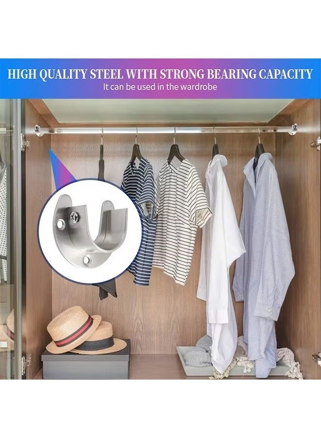 Heavy Duty Closet Rod Brackets Closet Shower Rod Bracket Closet Rod Holders Closet Pole Sockets Closet Rod Supports for Rod (2 PCS, Silver) - Image 5