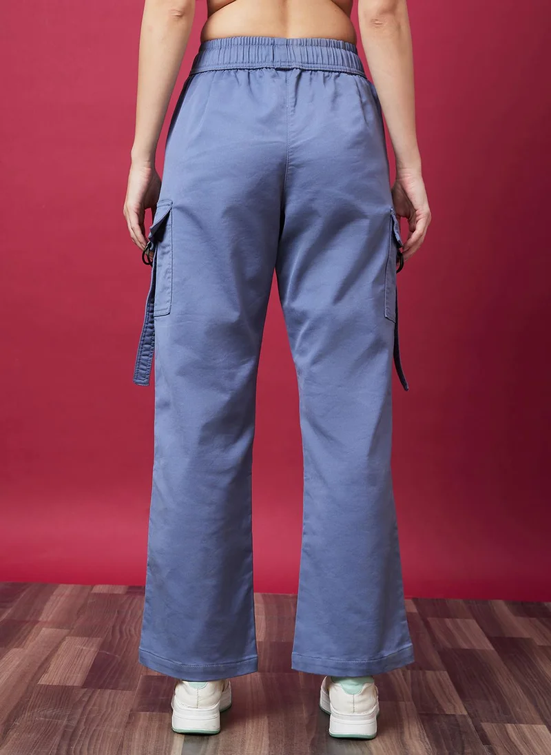 globus Globus Women Mid Rise Straight Fit Cargo Trouser