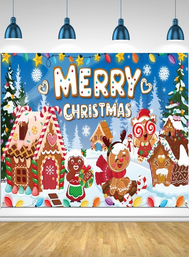 هواف لافتة رجل خبز الزنجبيل لعيد الميلاد من HOWAF، خلفية زينة عيد الميلاد من كانديلاند، خلفية تصوير منزل خبز الزنجبيل لتزيين حفلات عيد الميلاد الداخلية والخارجية - Image 1