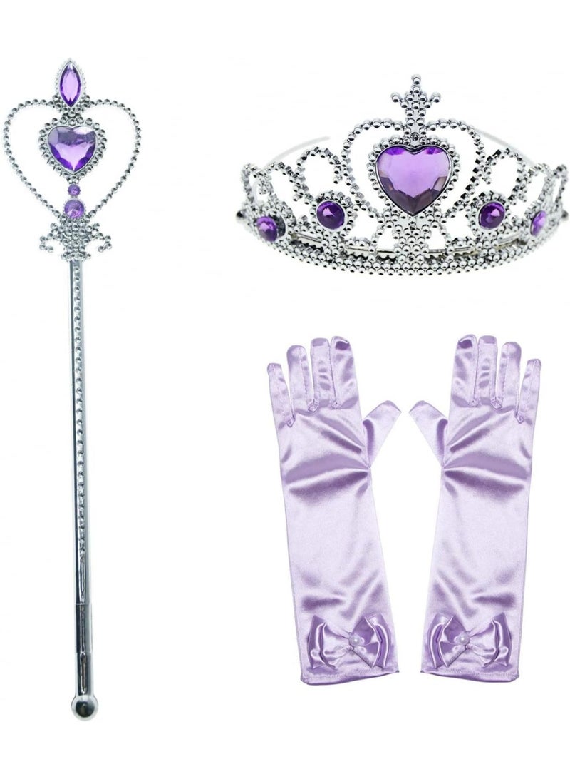 Y&D فستان أميرة حورية البحر للفتيات الصغيرات لحفلات عيد الميلاد وهالوين وكوسبلاي مع قفازات وتاج وعصا 6-7 سنوات - Image 4