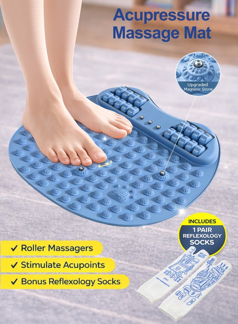 Acupressure Massage Mat for Feet with Rollers & Free Reflexology Socks, Non-Electric Foot Massage Pad - Image 2