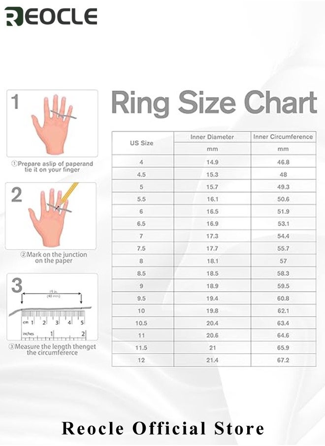 REOCLE - Women's Zircon Ring Adjustable Silver Open Engagement Ring with White Gold Plated 3 Rows & Round Cut Diamond Best Jewelry Gifts for Marriage Anniversary & Birthday - Image 1